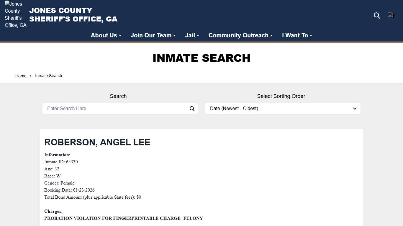 Inmate Search Jones County Sheriff’s Office, GA