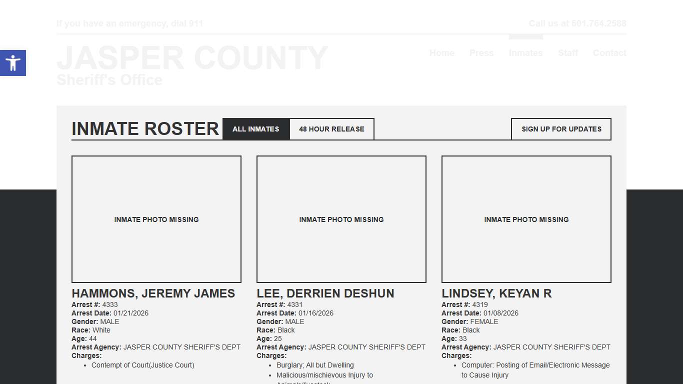 Inmate Roster Jasper SO